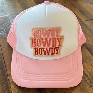 New Pink and White 'Howdy' snapback trucker hat